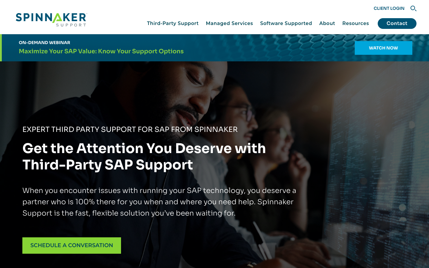 Spinnaker Support homepage